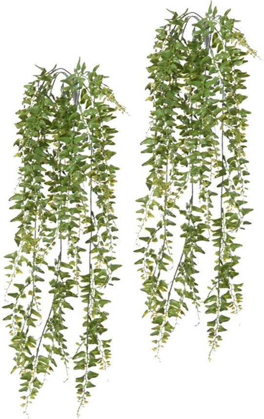 Louis Maes kunstplanten 2x Boston varen groen hangende takken bos van 60 cm hangplant Kunstplanten