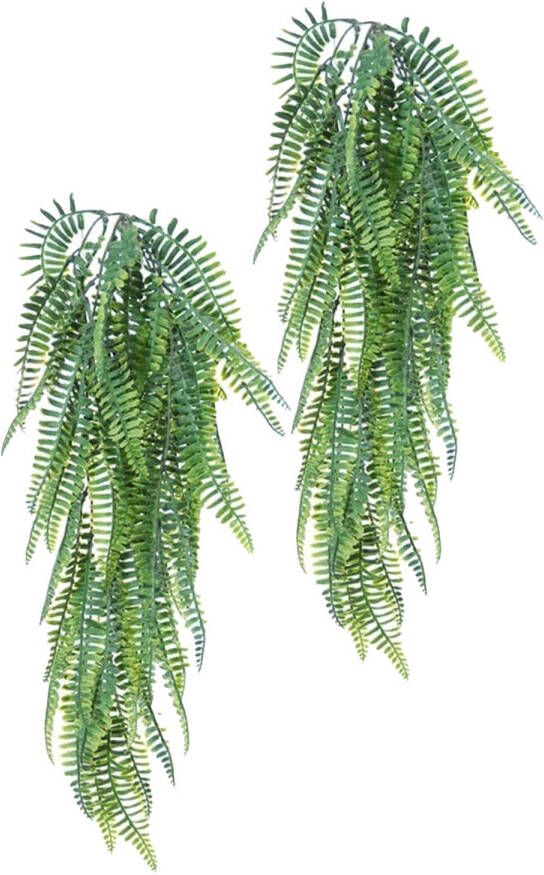 Louis Maes kunstplanten 2x Varen groen - hangende takken bos van 55 cm Kunstplanten