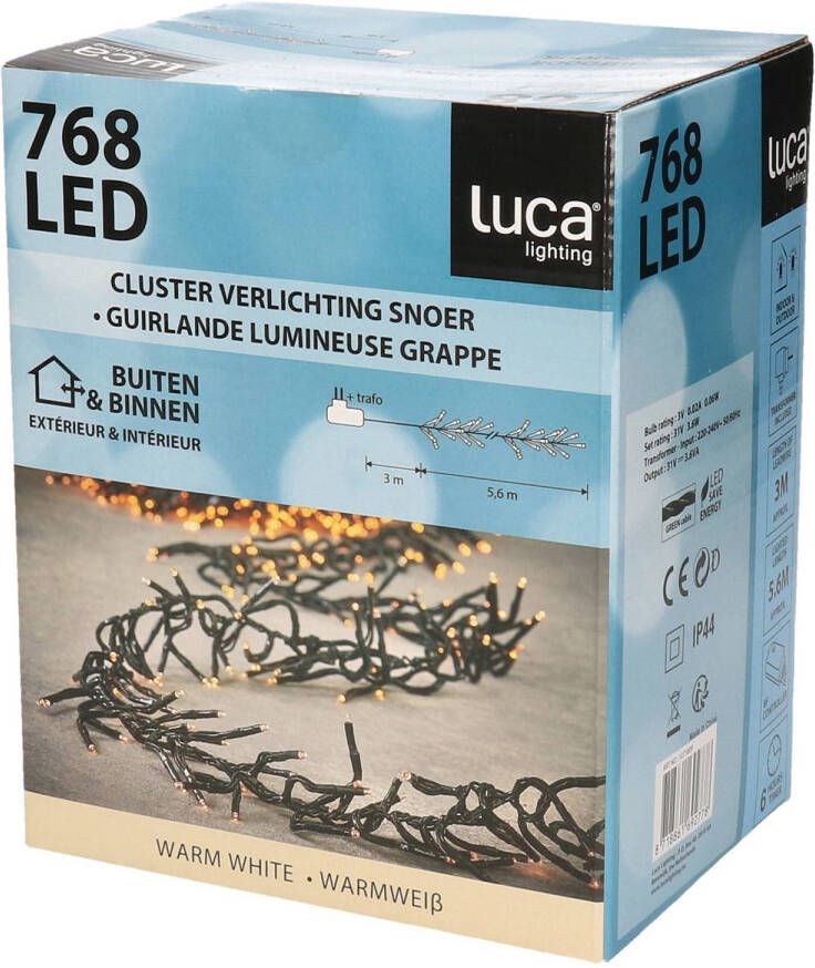 Luca Lighting Clusterverlichting 768 warm witte lampjes met afstandsbediening 5 6 m Kerstverlichting kerstboom