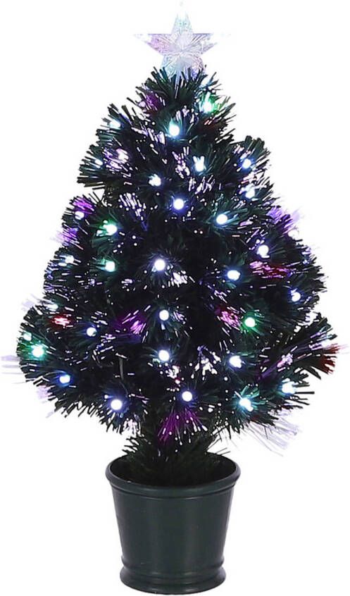 Luca Lighting Fiber optic kerstboom kunst kerstboom met verlichting en piek ster 60 cm Kunstkerstboom