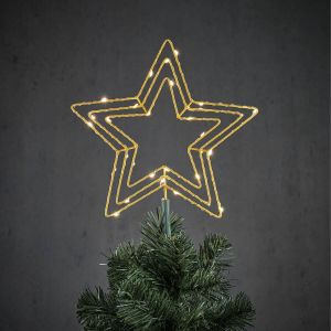 Luca Lighting Kerstboom ster piek topper goud met LED verlichting D25 cm kerstboompieken