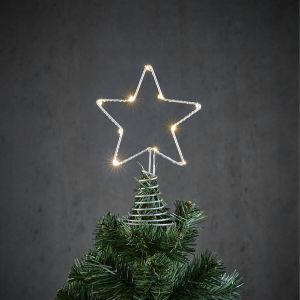 Luca Lighting Kerstboom Ster Piek topper Zilver Met Led Verlichting H22 X D13 Cm Kerstboompieken