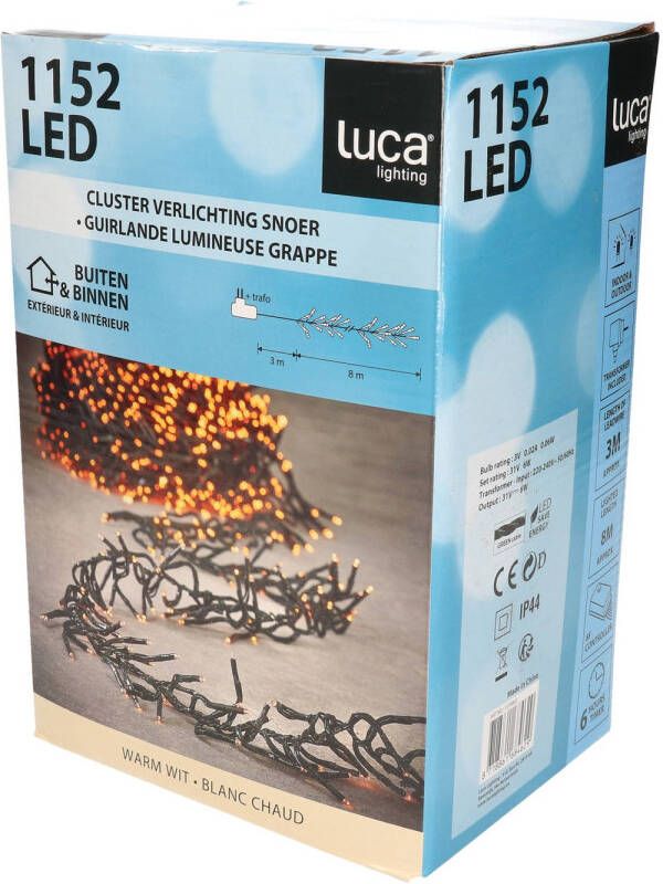Luca Lighting Clusterverlichting 1152 warm witte lampjes 8 meter Kerstverlichting kerstboom