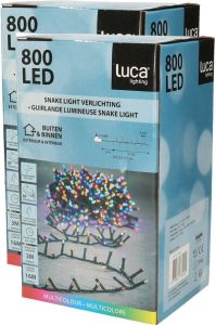 Luca Lighting kerstverlichting 2x stuks lichtsnoeren gekleurd 16 m Kerstverlichting kerstboom