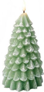 Lumineo 1x stuks led kaarsen kerstboom kaars groen D10 x H22 cm LED kaarsen