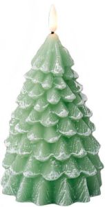 Lumineo 1x stuks led kaarsen kerstboom kaars groen D9 5 x H19 cm LED kaarsen