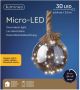 Lumineo 1x stuks verlichte glazen kerstballen aan touw met 30 lampjes zilver warm wit 15 cm kerstverlichting figuur - Thumbnail 2