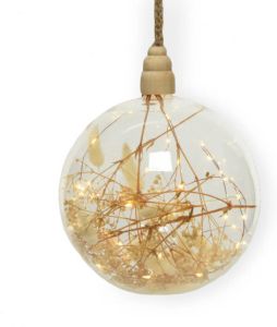 Lumineo 1x stuks verlichte glazen kerstballen met 40 lampjes koper warm wit 20 cm Decoratie kerstballen met licht kerstverlichting figuur