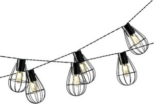 Lumineo 2x stuks ijzeren solar tuinverlichting lichtsnoer 8 lampjes 350 cm Lichtsnoer voor buiten