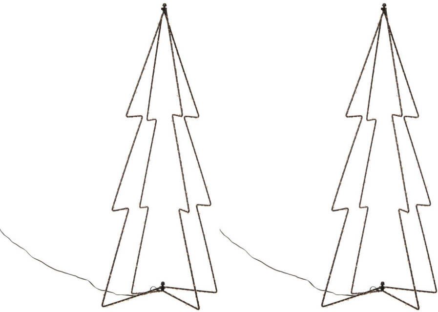 Lumineo 2x stuks kerstverlichting 3D kerstbomen met 60 lampjes 72 cm kerstverlichting figuur