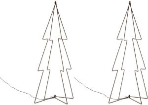 Lumineo 2x stuks verlichte figuren 3D kerstbomen lichtbomen 72 cm voor buiten kerstverlichting figuur