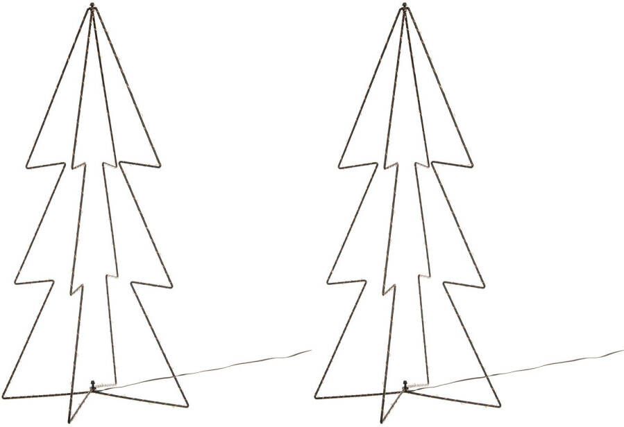 Lumineo 2x stuks kerstverlichting 3D kerstbomen met 90 lampjes 91 cm kerstverlichting figuur