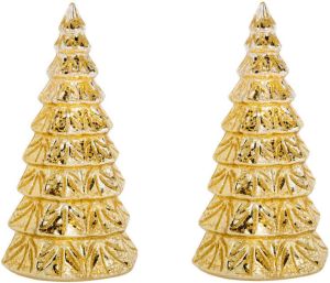 Cosy & Trendy 2x stuks led kaarsen kerstboom kaars goud D9 x H15 cm LED kaarsen