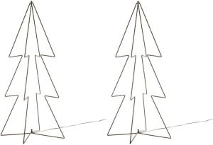 Lumineo 2x stuks verlichte figuren 3D kerstbomen lichtbomen 91 cm voor buiten kerstverlichting figuur