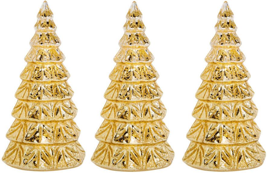 Cosy & Trendy 3x stuks led kaarsen kerstboom kaars goud D9 x H15 cm LED kaarsen