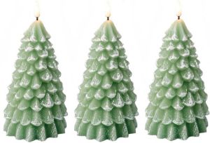 Lumineo 3x Stuks Led Kaarsen Kerstboom Kaars Groen D10 X H22 Cm Led Kaarsen