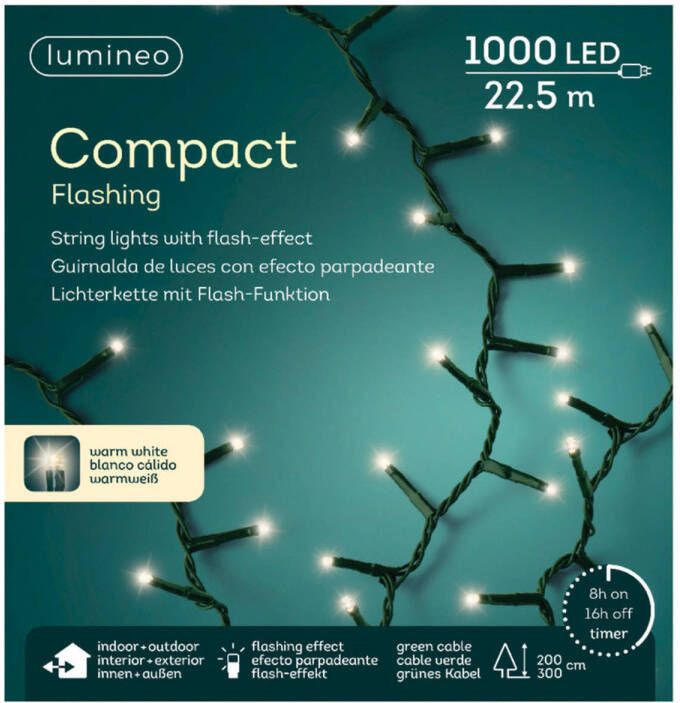 Lumineo Christmas lights Compact Flash warm white outside 1000 lights Kerstverlichting kerstboom