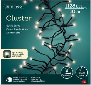Lumineo Clusterverlichting warm wit buiten 1128 lampjes 1000 cm inclusief timer en dimmer Kerstverlichting kerstboom