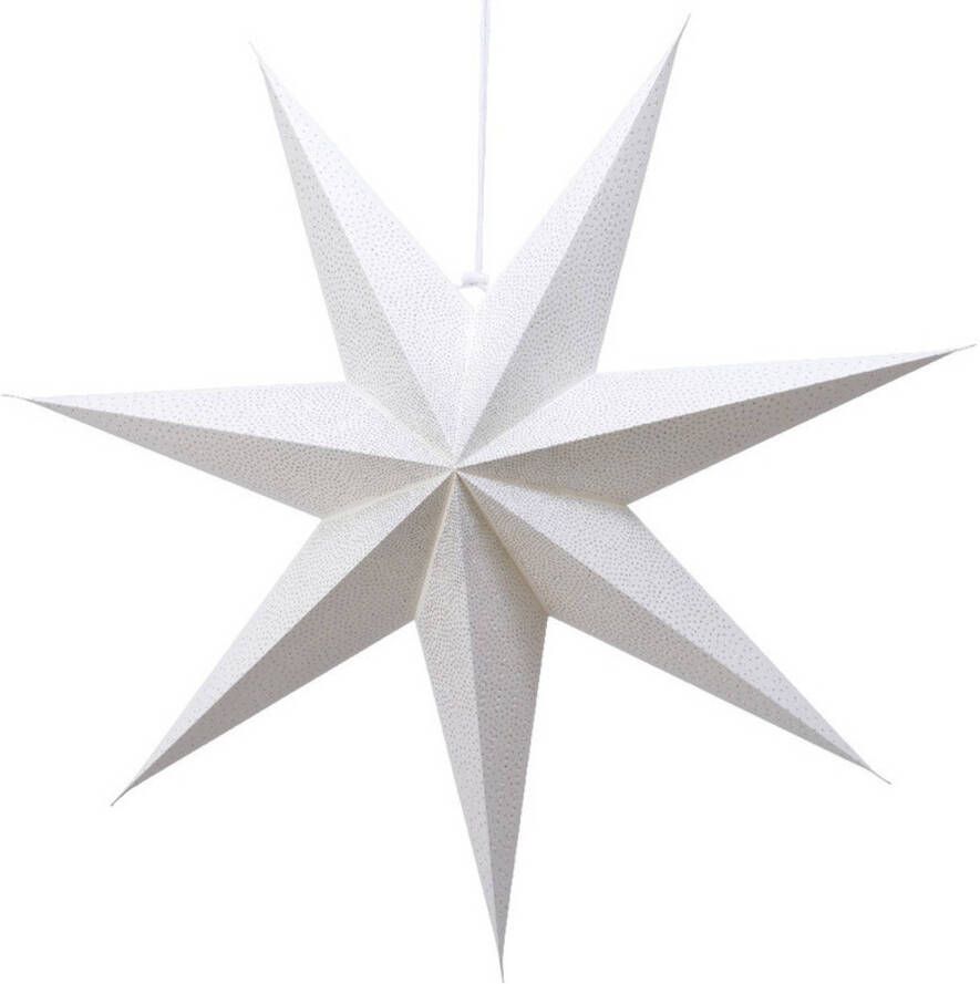 Lumineo 1x Witte glitter kerstster lampionnen met E14 fitting 60 cm Kerststerren