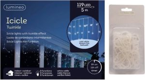 Lumineo IJspegel verlichting koel wit buiten 119 lampjes met dakgoot haakjes Lichtsnoeren Kerstverlichting lichtgordijn