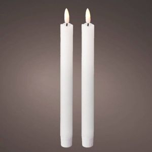 Lumineo Kaarsen set van 2x stuks Led dinerkaarsen wit 24 cm LED kaarsen