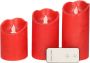 Lumineo Kaarsen set van 3x stuks led stompkaarsen rood met afstandsbediening Woondecoratie Elektrische kaarsen LED kaarsen - Thumbnail 1