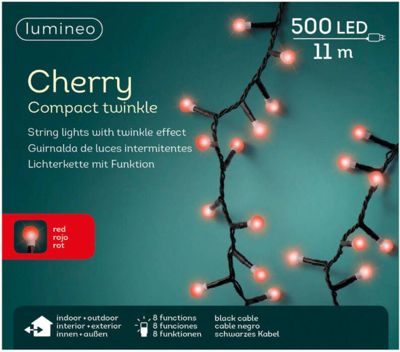 Lumineo kerstverlichting rood 1100 cm 500 leds twinkel effect Kerstverlichting kerstboom