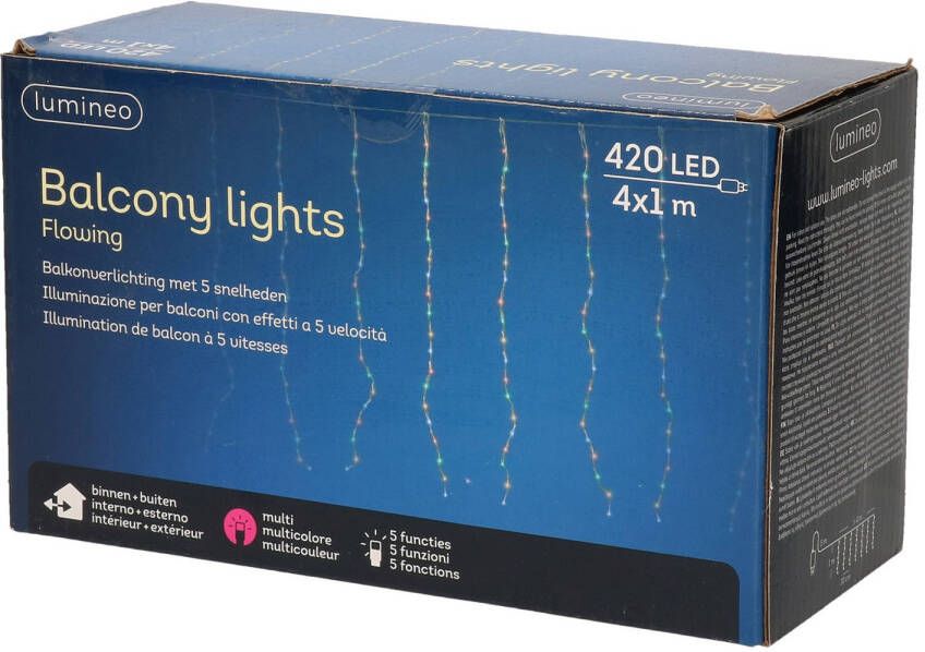 Lumineo LED gordijnverlichting balkon gekleurd 420 lampjes Lichtsnoeren