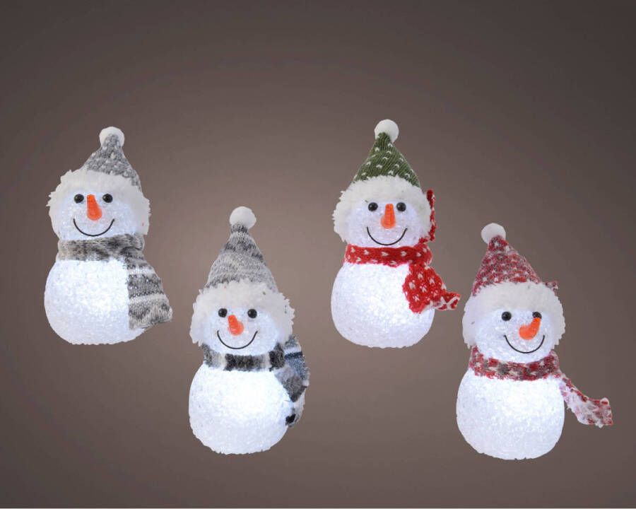 Lumineo LED sneeuwpop BO d6h16 cm koel wit a4 kerstverlichting
