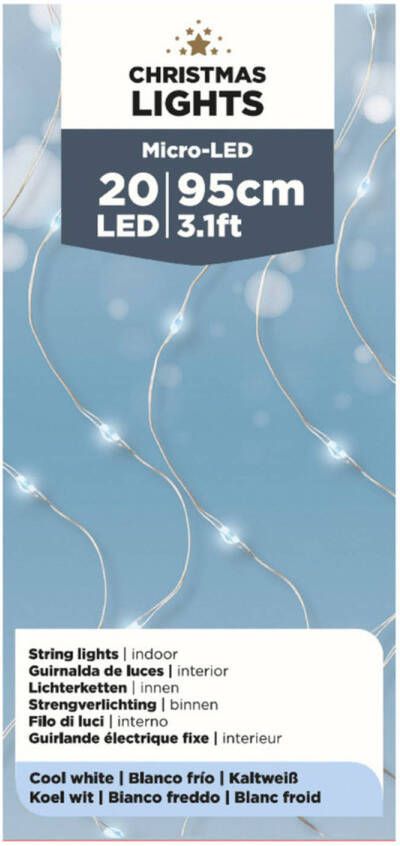 Lumineo Micro LED binnenverlichting op batterij helder wit 20 lampjes Lichtsnoeren