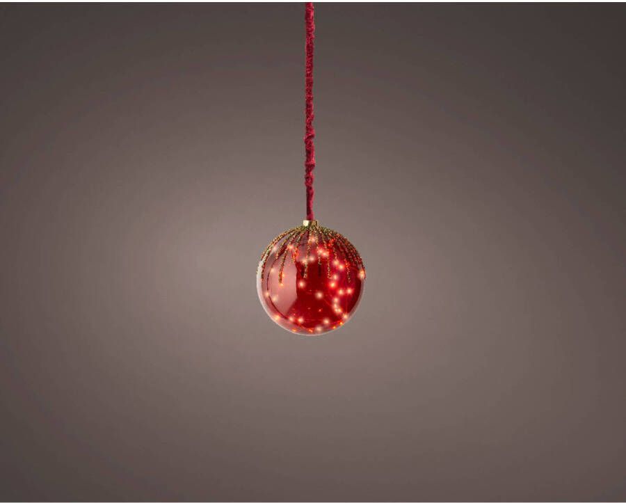 Lumineo microled bal bo d20h20 cm rood klassiek warm kerstverlichting
