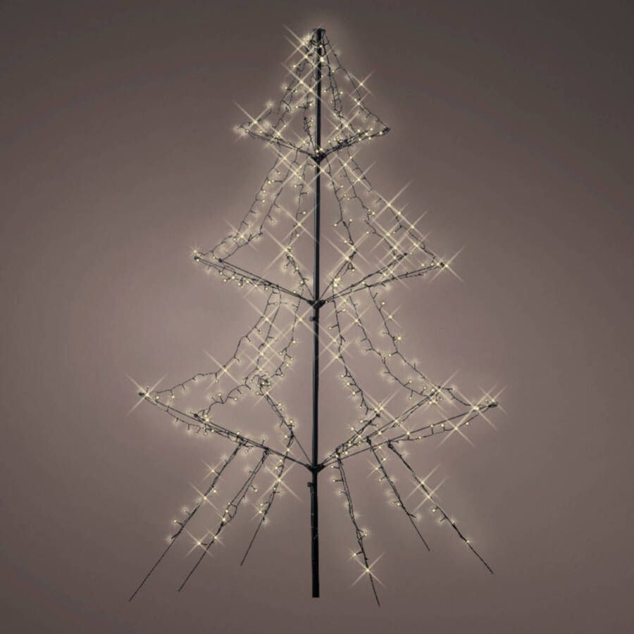 Lumineo Set van 2x stuks verlichte zwarte lichtbomen metalen bomen kerstbomen met 420 led lichtjes 200 cm kerstverlichting fig