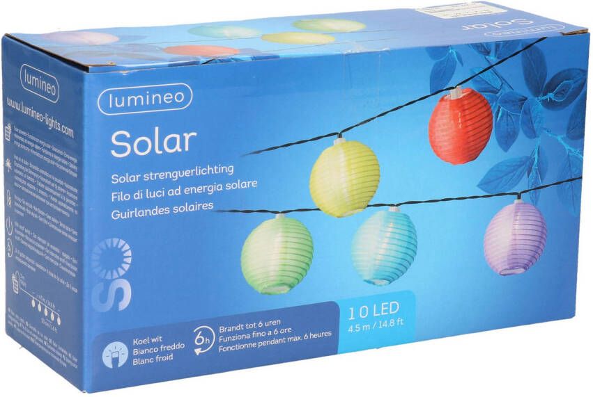 Lumineo Solar lampion tuinverlichting feestverlichting gekleurd 4.5m Lichtsnoeren