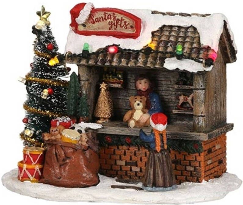 Luville Kerstdorp Miniatuur Santa's Cadeaukraam L13 5 x B8 5 x H11cm