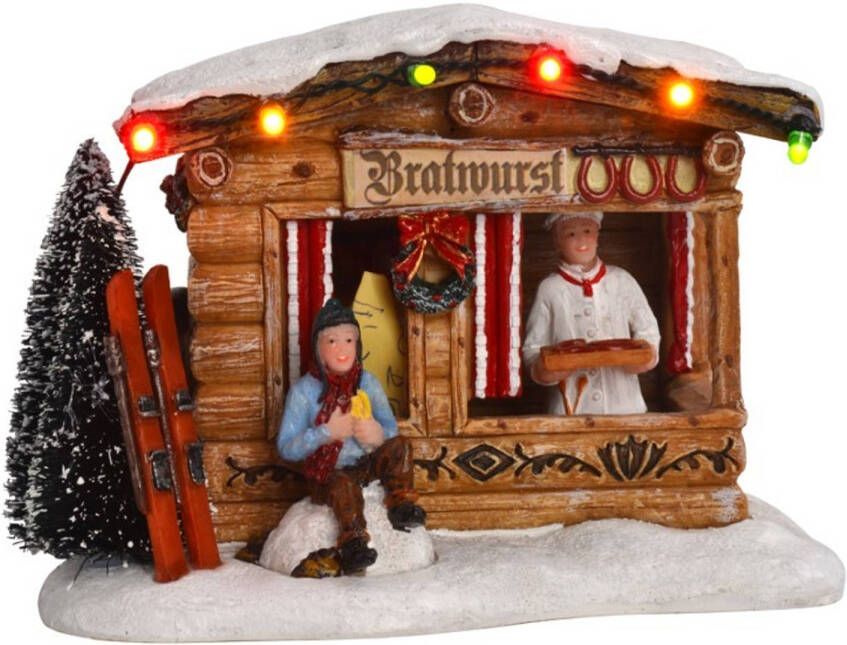 Luville Kerstdorp Miniatuur Braadworst Kraam L13 5 x B10 5 x H9 5 cm