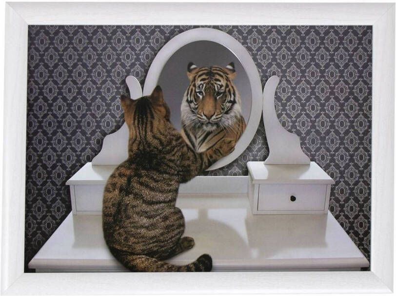 Mars & More Schootkussen laptray grappige kat en tijger print 43 x 33 cm Dienbladen