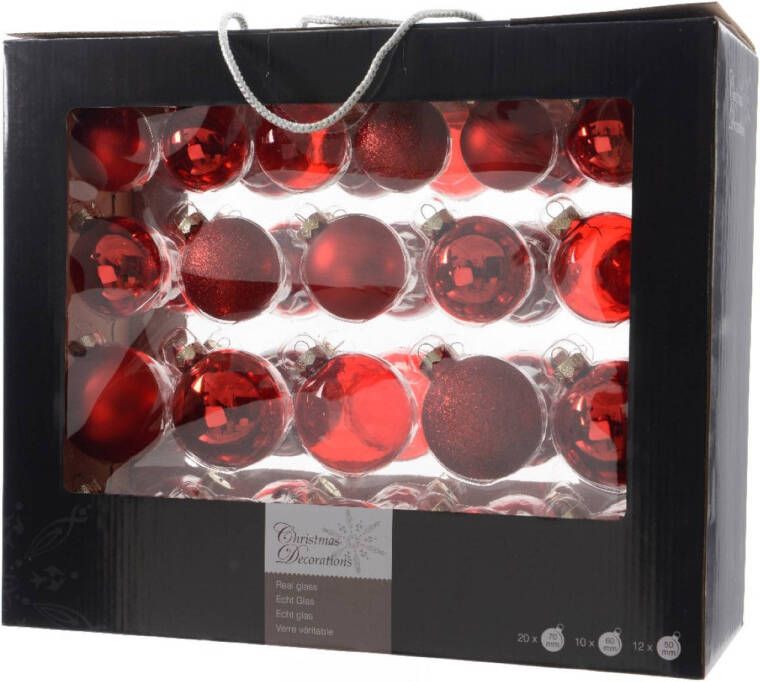 Shoppartners Kerstbal glas gl-mt-glit-tr assorted kerstrood