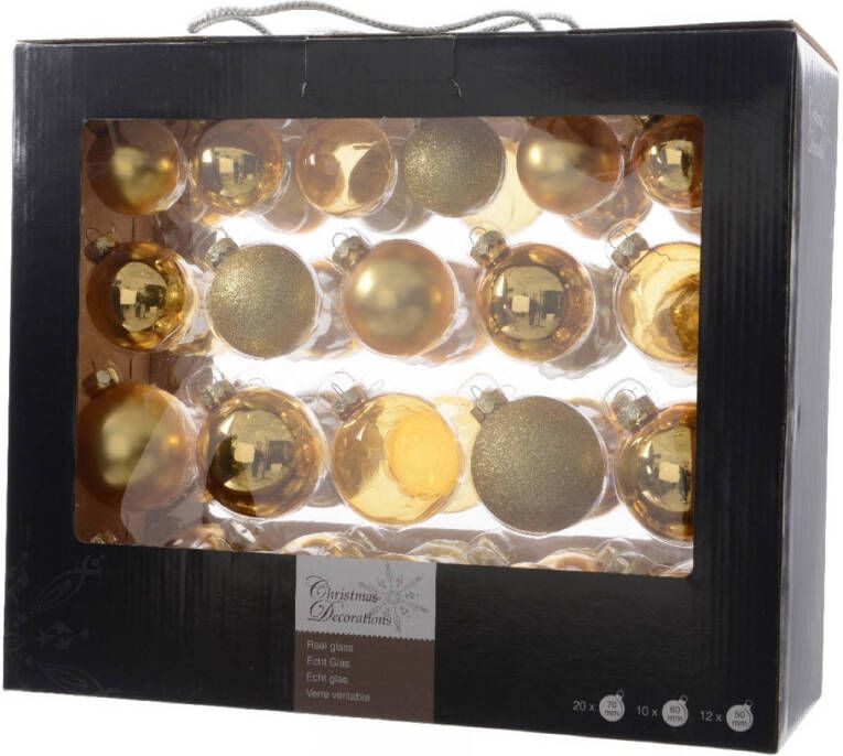 Shoppartners Kerstbal glas gl-mt-glit-tr assorted licht goud