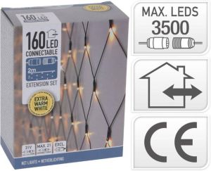 Massamarkt Nampook Koppelbare Netverlichting 160 LED 2m warm wit