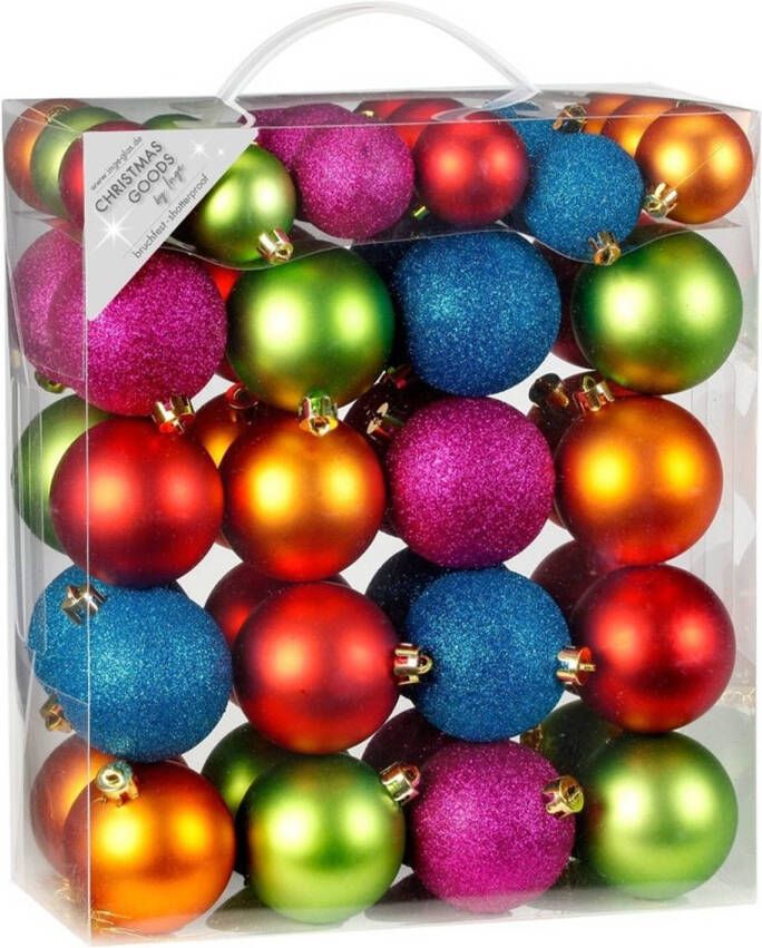 Merkloos 100x Gekleurde mix kunststof kerstballen pakket 4-6 cm Kerstbal