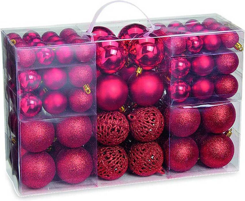 Merkloos 100x Rode kunststof kerstballen 3 4 en 6 cm Kerstbal