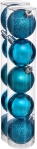 Merkloos 10x stuks kerstballen turquoise blauw glans en mat kunststof 5 cm Kerstbal