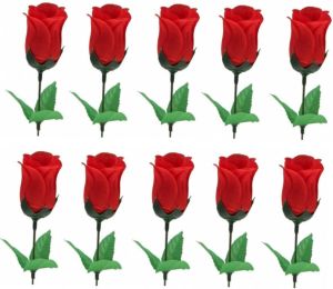Merkloos 10x Voordelige rode roos kunstbloemen 28 cm Kunstbloemen