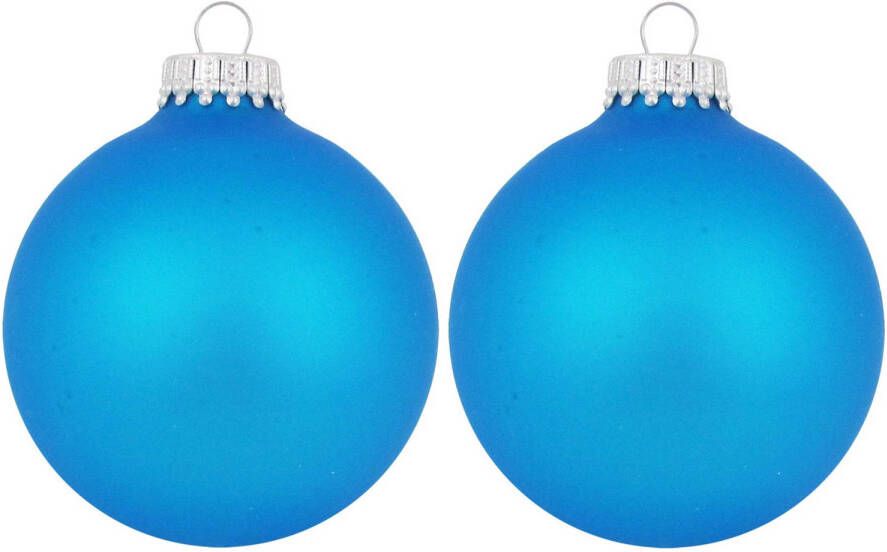 Merkloos 12x Intens blauwe glazen kerstballen mat 7 cm kerstboomversiering Kerstbal