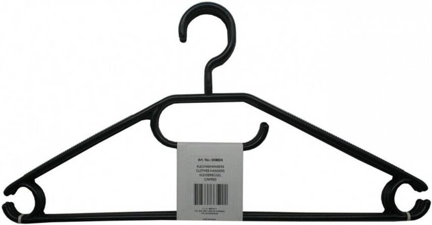 Merkloos 12x Voordelige zwarte kledinghangers plastic Kledinghangers