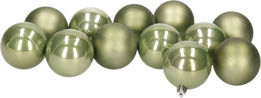 Merkloos 12x stuks kunststof kerstballen lichtgroen 6 cm glans mat Kerstbal