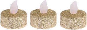 Merkloos 12x stuks Led theelichtjes waxinelichtjes goud glitter Kerstversiering kerstdecoratie LED kaarsen