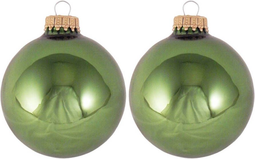 Merkloos 16x Glanzende groene kerstboomversiering kerstballen van glas 7 cm Kerstbal