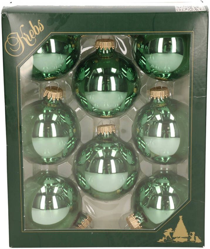 Merkloos 16x Jade groene glazen kerstballen glans 7 cm kerstboomversiering Kerstbal
