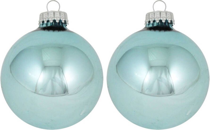 Merkloos 16x Starlight blauwe glazen kerstballen glans 7 cm kerstboomversiering Kerstbal